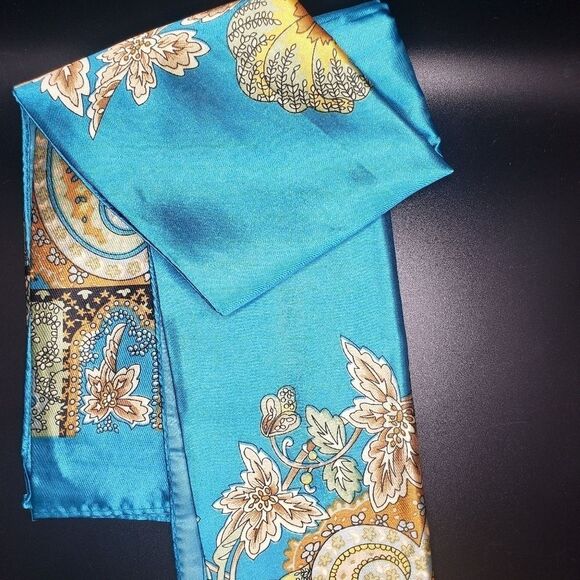 TEAL Paisley scarf shawl wrap luxury accessory - Picture 6 of 6